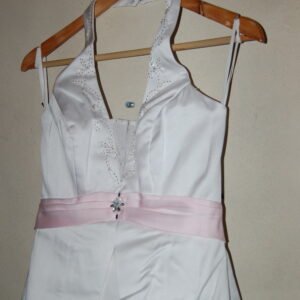 Alexia Designs White and Pink Halterneck Dress